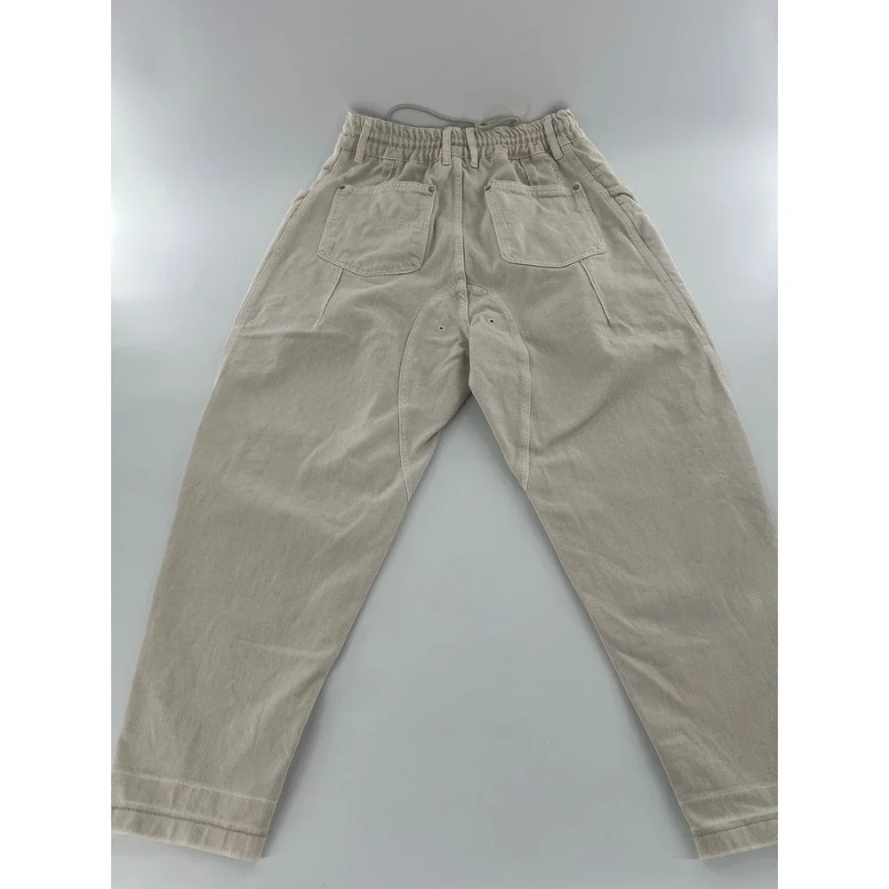 Songzio Homme Beige Pleated Balloon Pants Men 44 Tapered Denim unique streetwear